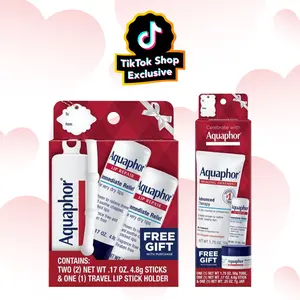 Aquaphor All-in-One Lip & Skin Care Repair Gifting Bundle Hydrate Nourish with Shea Butter Jojoba Oil Vitamins 2 x 0.17 oz Sticks Healing Ointment Travel Holder