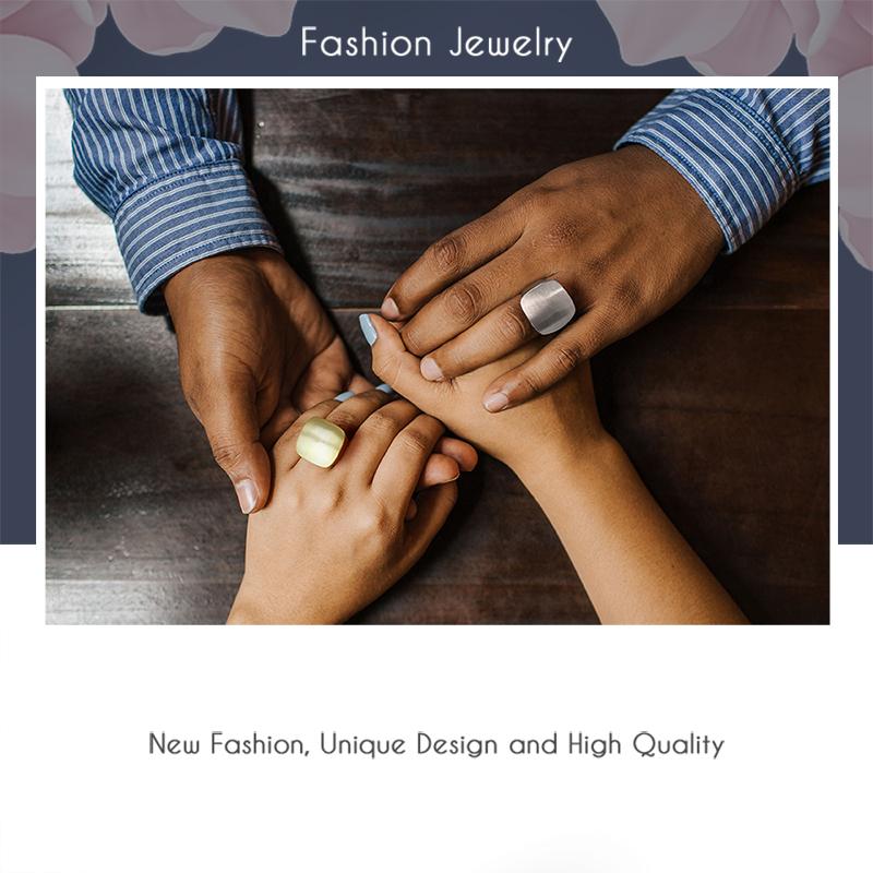 Aprilery Chunky Square Signet Ring – Bold & Versatile Cocktail Ring for Women & Men, Smooth Matte Finish, Solid Construction, Anti-Tarnish, Hypoallergenic, Elegant & Stylish, True to Size, Ideal for Large & Medium Hands - Greenish