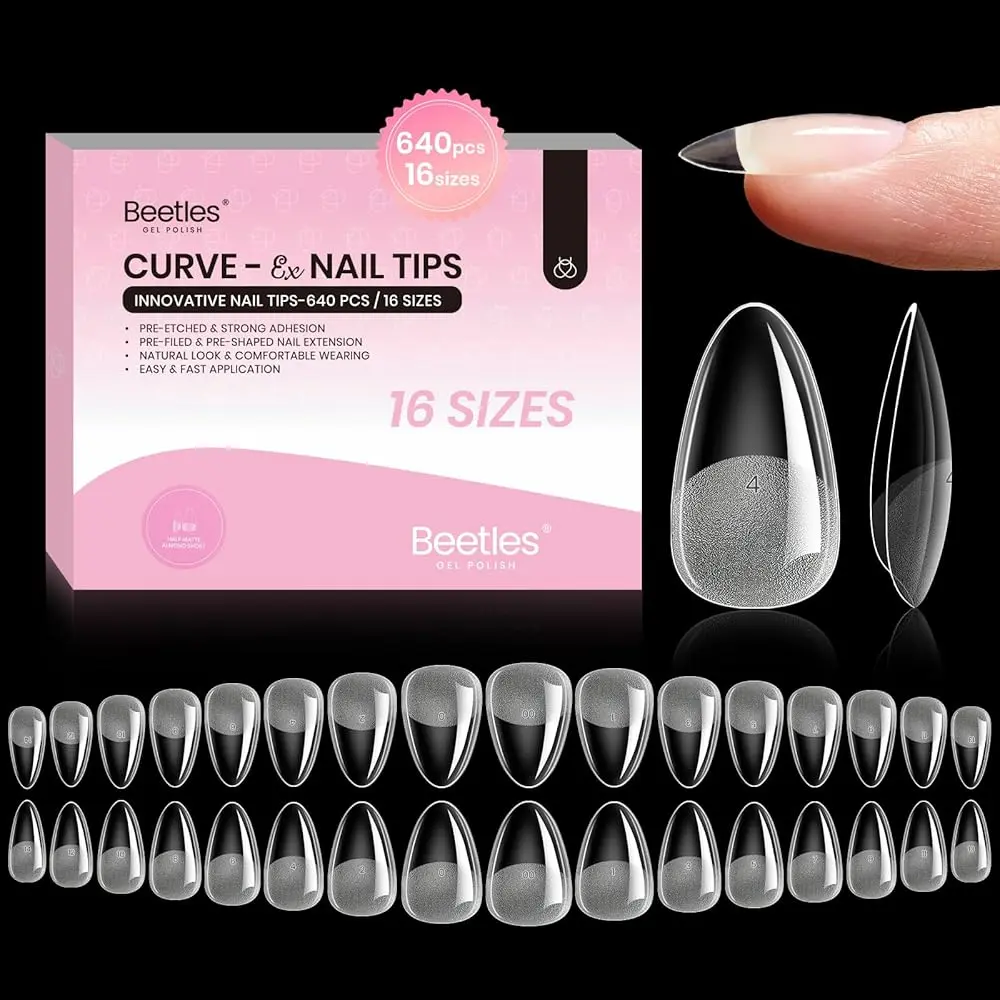 Short Almond【Only Tips】Curve-EX 16 Sizes 640 Pcs