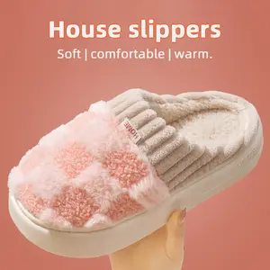 Cotton slippers for women, anti slip cashmere for warmth, monthly slippers for indoor home, cute and fluffy cotton mop Girl Footwear Flipflop