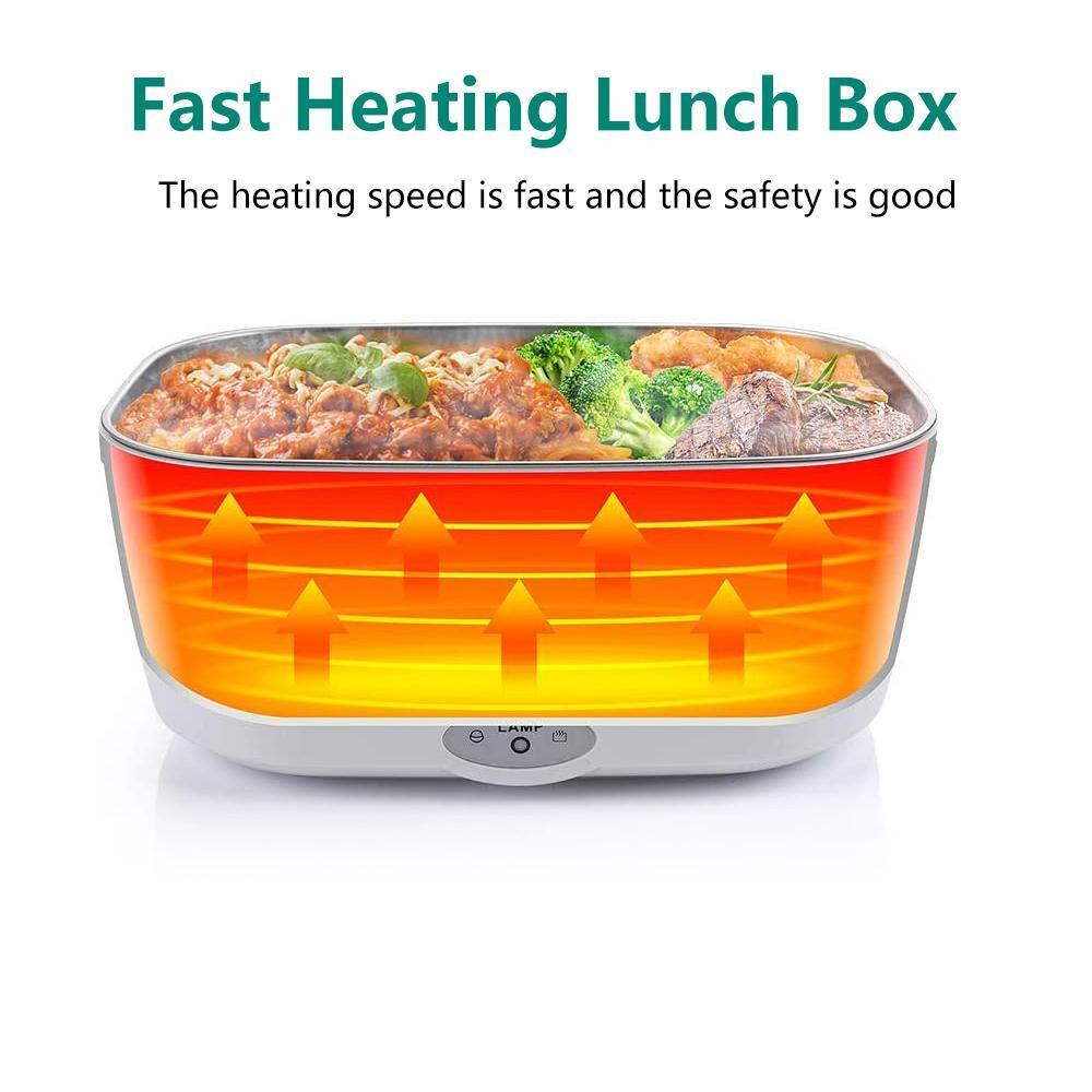 Electric Heated Lunch Box Portable Car Office Heating, 2-in-1 Portable Heated Lunch Box, Leak Proof, 1.5L Detachable, 110V/12V/24V 60W, Perfect Christmas & New Year Gift ldea