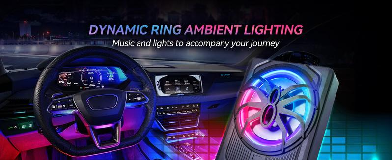ANDEMAN 1200W Car Subwoofer with APP Control and Colour Light, 10'' Slim Under Seat Powered Car Subwoofer w/Built-in Amplifier & Hi/Lo Input, Bass Speaker Subwoofer for Car/Truck/SUV/Jeep/MPV