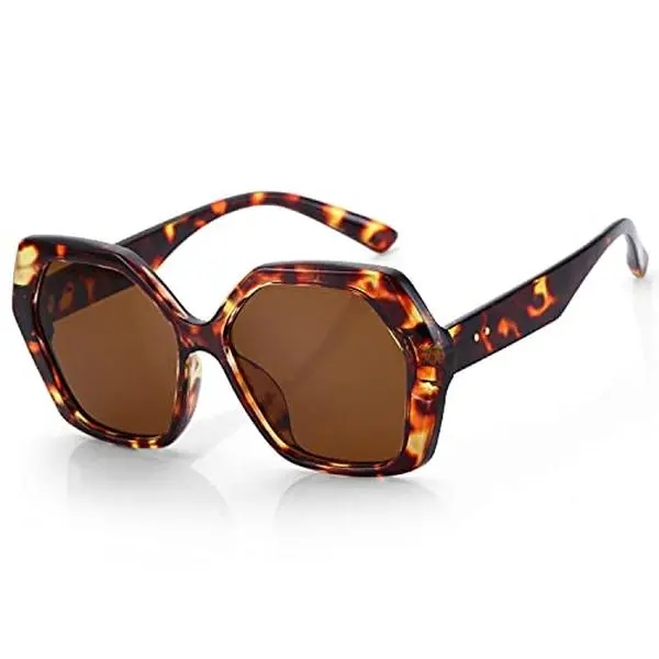 ZENOTTIC Women's Trendy Geometric Hexagonal Sunglasses, High Quality Durable Metal Frame with Polarized UV400 Lenses, High Quality Sunglasses, Trendy Casual Sunglasses
