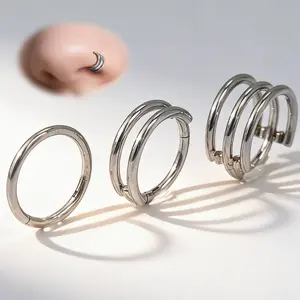 Nose Ring18G  Hoop and Screw Nose Studs Sets for Women Men,Hypoallergenic 316L Surgical Stainless Steel Double/Triple Hinged Hoop Septum Clicker Rings Cartilage Earring CZ/Opal Piercing Jewelry ﻿