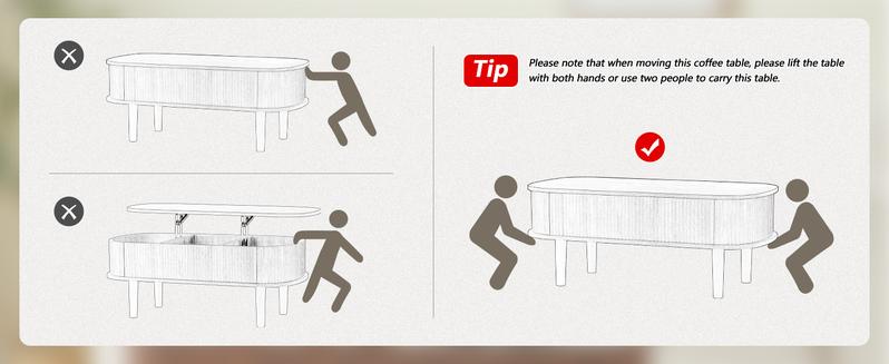 Giratree Fully Assembled Wooden Center Table, Fluted Lift Top Coffee Table with Hidden Compartment, Modern Oval Lift Tabletop for Home Living Room Office Giratree Fully Assembled Wooden Center Table, Fluted Lift Top Coffee Table with Hidden Compartment, Modern Oval Lift Tabletop for Home Living Room Office