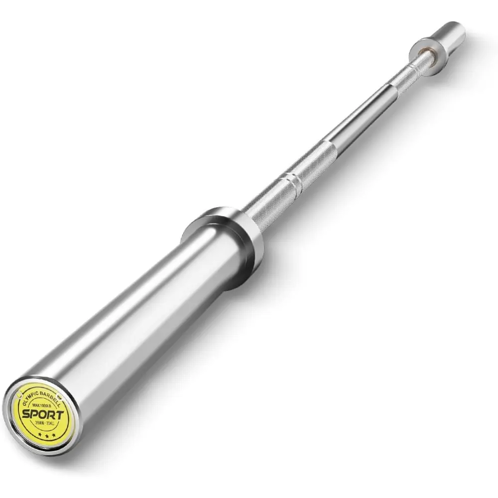7ft Olympic Barbell - 45lb 2" Compact Home Fitness Equipment, 1000lb High-Capacity Hard Chrome Bar with Anti-Slip Knurled Ergonomic Grip, Chrome Sleeves, for Powerlifting, Full Body Workout, Weight Plates Compatibility, Unisex Bodybuilding Lifestyle Gear,