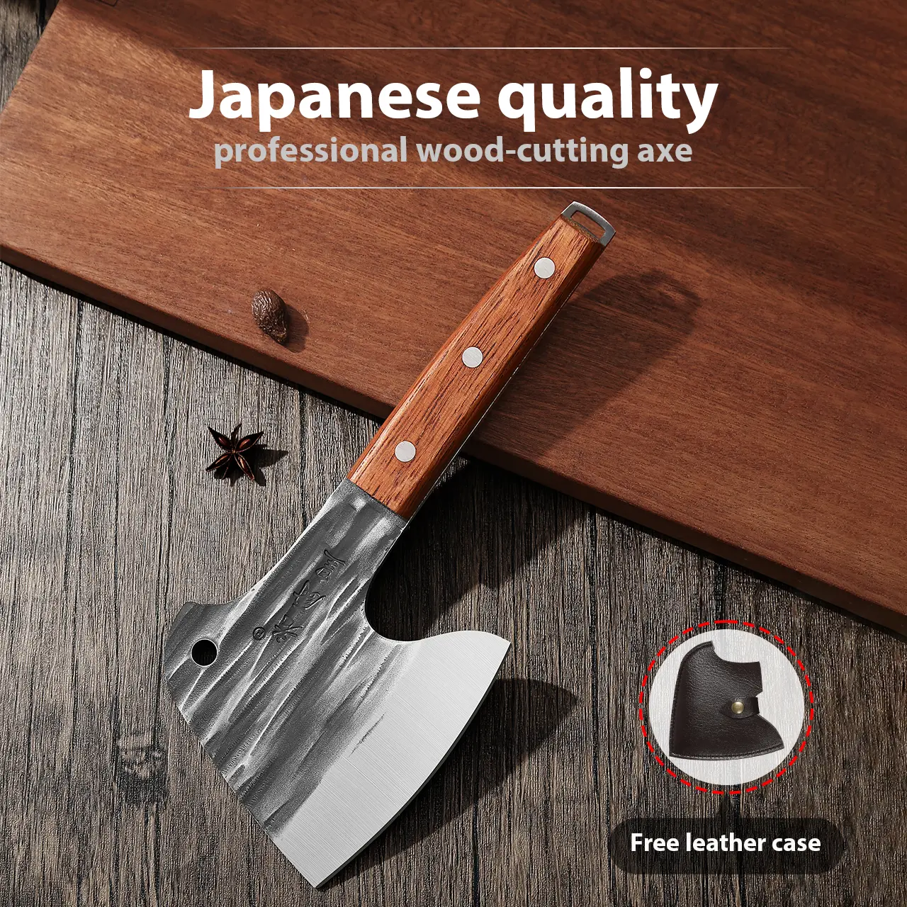 Japanese Forged Stainless Steel Butcher Knife - High-Quality Kitchenware for Bone Chopping, Includes Leather Case, Ideal for Cooking & Japanese Knife Enthusiasts, Japanese Knives
