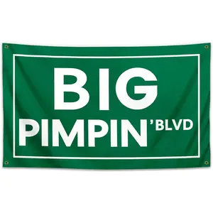 Tapestry Big Pimpin'Blvd 3x5Ft Funny Quote Flag Banner UV Resistance Man Cave Wall Flag with Brass Grommets for College Dorm Room Decor Outdoor Parties