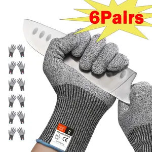 3-pair/6-pair pack heavy-duty durable cut-resistant work gloves - suitable for gardening, landscaping, construction, automotive, and warehouse use - durable, soft, ambidextrous design.
