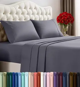 Utopia Bedding Queen Sheet Set – 4 Piece Bed Sheets for Queen Size Bed, Soft and Breathable Microfiber, Includes 1 Fitted Sheet, 1 Flat Sheet and 2 Pillowcases (Grey)