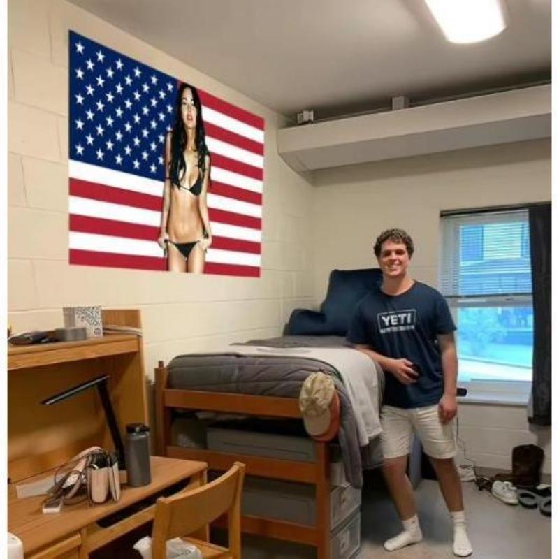Megan FOox American FlagPersonalize 3'x5' Flag, Megan Fox US  Tapestry Men's RoomFlag, Girl Flag Durable Polyester forIndoor/Outdoor Display  Decor Decoration