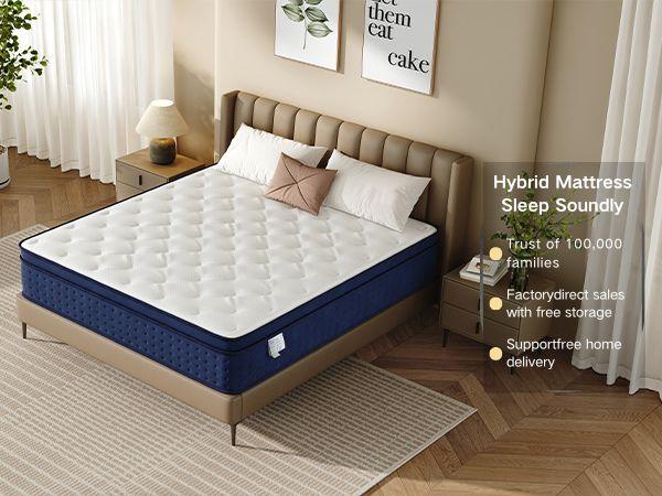 12/14 Inch Twin, Full, Queen, King  Memory Foam And Spring, Hybrid  Medium Firmness,Motion Isolation and Firm Edges， Breathable Spring   ,Ergonomic queen size  Interior Modern，For Home Rooms Hotels fort able Pocket Coil Mattress modern