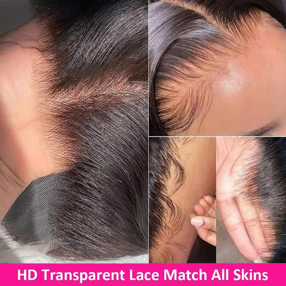 13x6 Straight Lace Front Wigs Human Hair For Women Pre Plucked HD Transparent Body Wave Lace Frontal Wigs For Women 180% Density