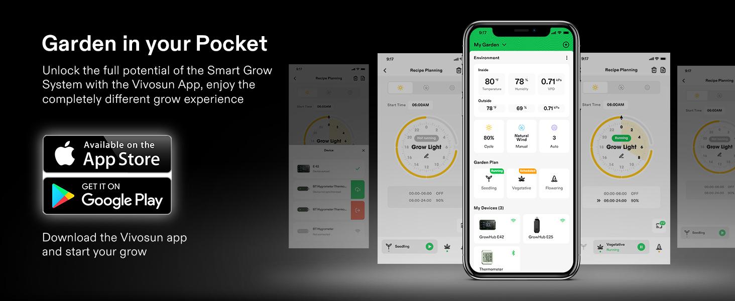 VIVOSUN AeroZesh S4 Inline Duct Fan, Quiet 4" 208 CFM Ventilation Exhaust Fan w/EC Motor and GrowHub E42A Temperature Humidity WiFi-Controller - for Heating Cooling Booster, Grow Tents, Hydroponics