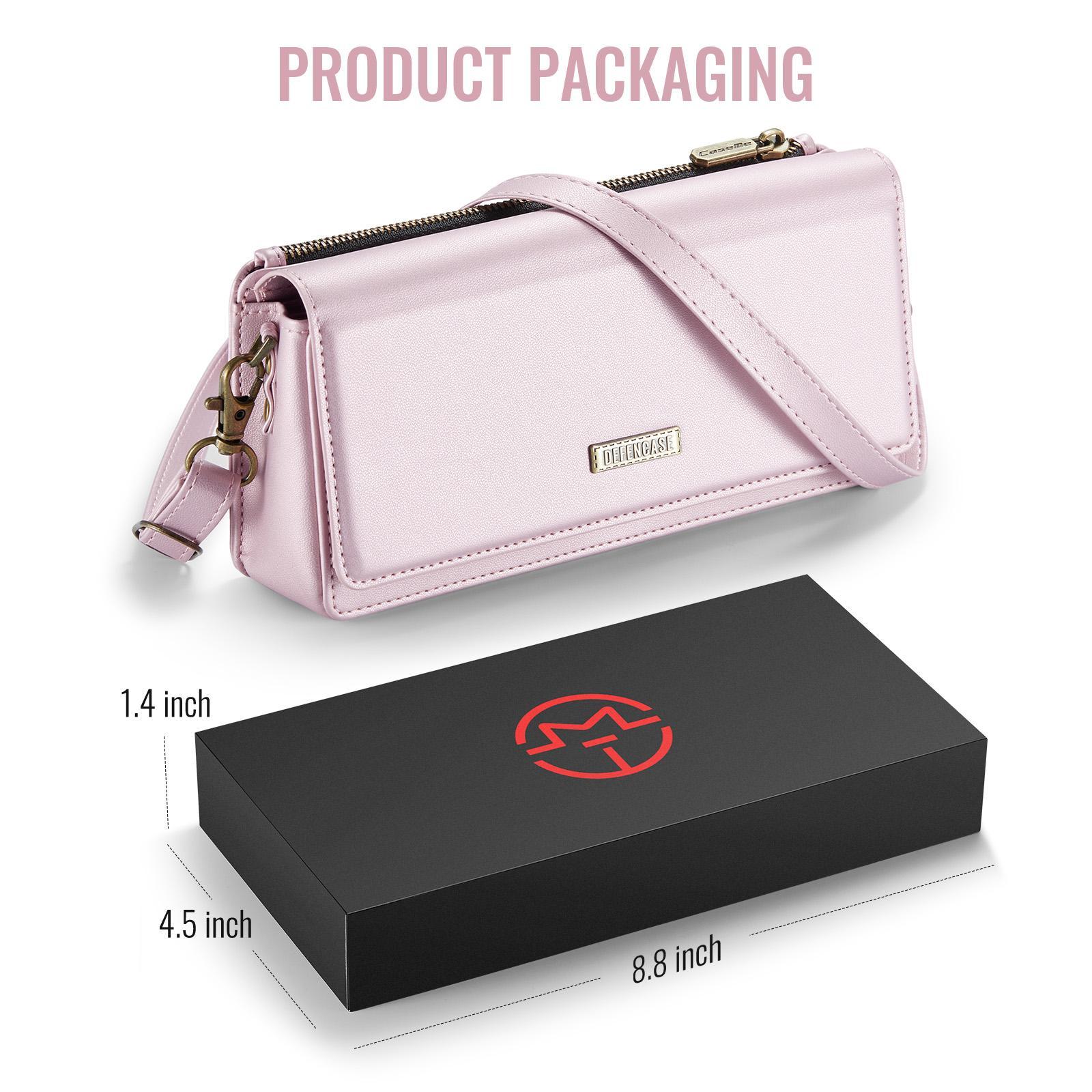 Crossbody Phone Wallet Women RFID Blocking Multi Card Slots with Detachable Wristlet Shoulder Strap Zipper Pocket