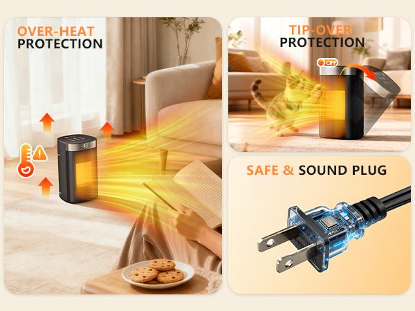 R.W.FLAME 1500W Space Heater, Fast Heating & Energy Saving Portable Electric Heater with Remote, 5 Modes Adjustable Thermostat 24H Timer, Safe Quiet for Bedroom Office Home Use