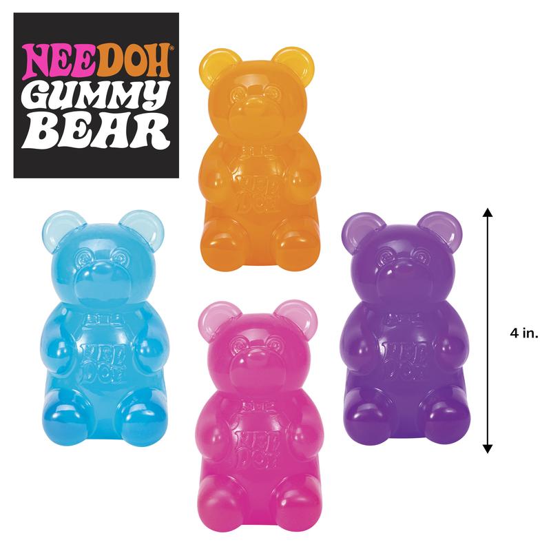 NeeDoh Gummy Bear – 3.5" Sensory Fidget Toy, Squeeze, Pull & Smush, 4 Assorted Colors, Random Color