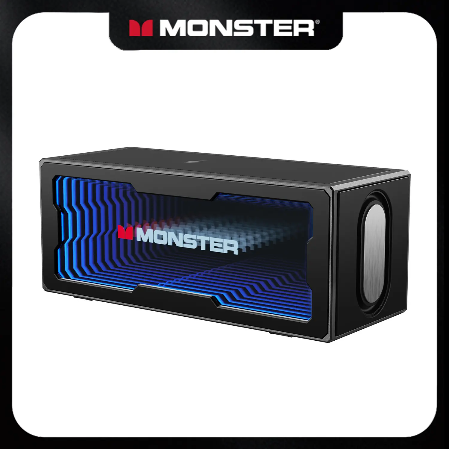 Monster S280 Compact Portable Bluetooth Speaker with 40W Stereo Sound, Bluetooth 6.0, 3D LED Light Show, Wireless Charging Station, Hands-Free Calling, USB/AUX/TF Card Support, Adjustable Pad for Devices, Home & Party Use - TikTokShopBackToSchool