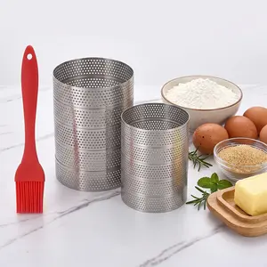 12 pcs 2 size Stainless Steel Perforated Tart Ring Round Tart Ring Molds Metal Pastry Mold 3.15 Inches and 3.94 Inches Perforated Tart Ring for Baking Cooking Pastries