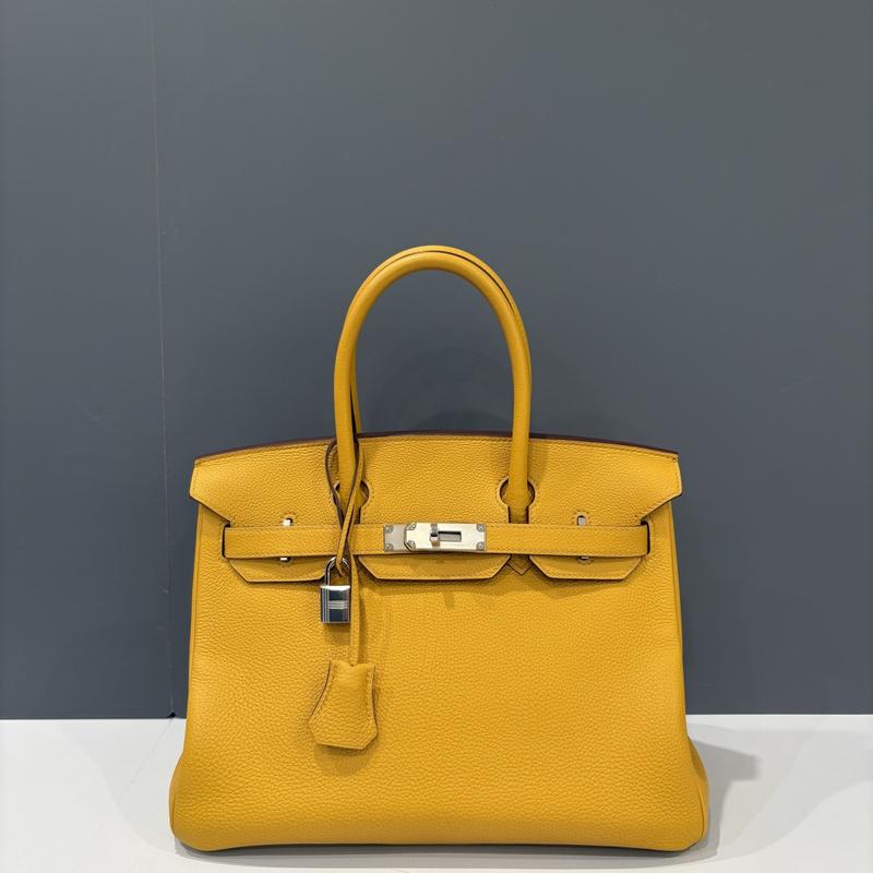 Pre-owned HERMÈS Leather tote bags Hermes Birkin 30 Togo 9D Jaune Amber (mk012826m0)