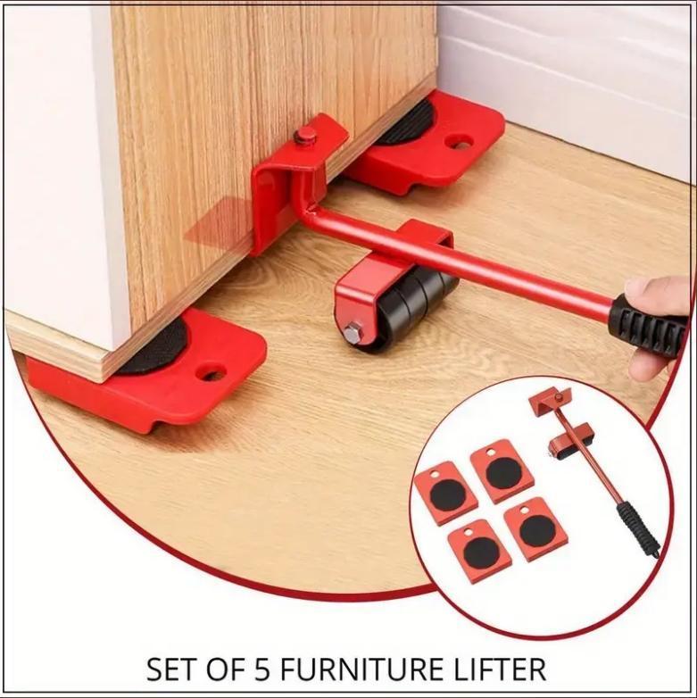 Heavy Duty Furniture Lifter with 4 Sliders for Easy Moving Adjustable Height Load Capacity 600lbs Per Wheel Red & Yellow Ideal for Couches Beds stick flooring rotation