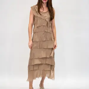 silk sleveless layered dress One Size XS-1XL