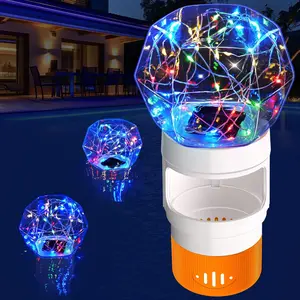 Solar Chlorine Floater,Pool Chlorines Floater with Colorful Lights,Chlorine Floaters with Diamond Shapes,Adjustable Flow Floating chlorines Dispenser for Pool,Hot Tub Chlorines Floaters Orange