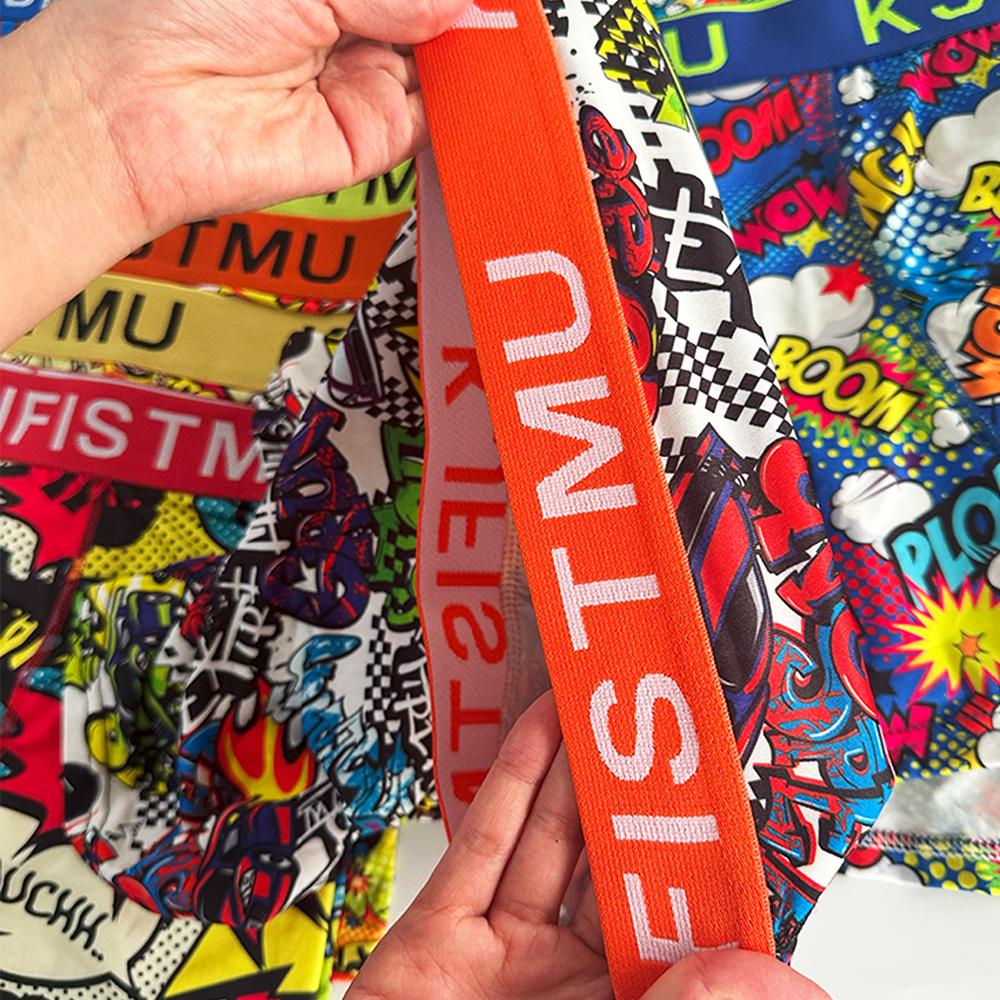 12-pack men's long boxer briefs, unique design, colorful waistband, graffiti fashion print,breathable shorts, long-lasting shape retention, silky wrap, sports lock-in, zero-pressure comfort, moves with you, men's socks - KJFISTMU Fabric Menswear Day Sweat