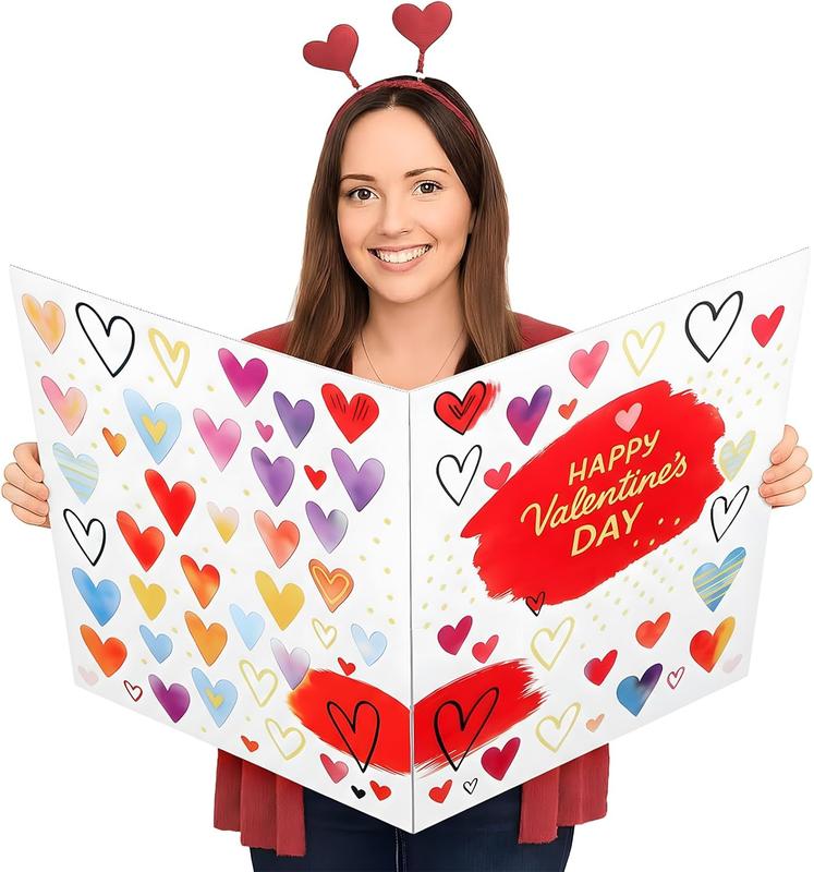 Jumbo Valentine's Day Card 16.5 x 22 Inches Big Shaped Greeting Card Giant Heart Love Happy Valentine Day Cards for Wife Girlfriend Husband Boyfriend Anniversaries
