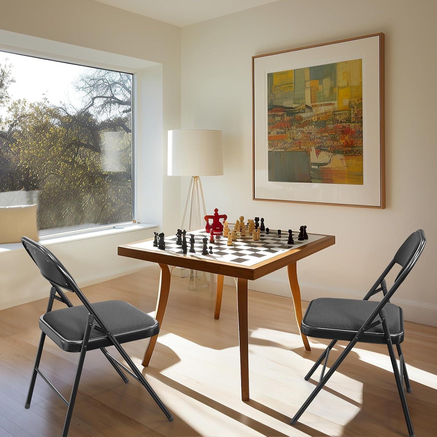 Karlhome 4/6/10 Pack Folding Chairs with Padded Seats, Metal Frame with Fabric Seat & Back, Capacity 350 lbs