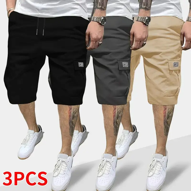 Men’s summer cargo shorts - "Fashion" label, multiple pockets, utility work bottoms, lightweight breathable casual hiking shorts, outdoor army-style combat shorts, loose fit for everyday wear
