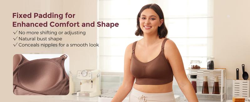 Momcozy Lycra Pumping Bra Hands Free, HF055 Fixed Padding Pump Bra for Enhanced Shape, Comfort Support Pumping & Nursing Bra in One maternity  undies