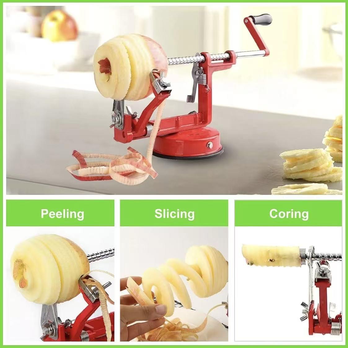Stainless Steel Apple Peeler Corer with Suction Base Adjustable Blade for Pears Potatoes Fruit Veg Peeling Slicing & Coring