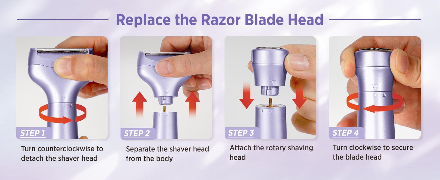 Bikini & Facial Trimmer Electric Razors for Women, Rechargeable Pubic Body Hair Trimmer Electric Shaver for Legs Body Hair, Bikini Shaver IPX7 Waterproof, Gifts for Women, Purple