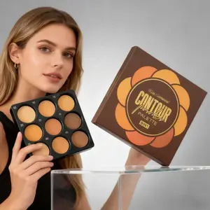 9-Color Multi-Functional Face Makeup Palette - Combines Contouring, Concealing, Setting, and Foundation Functions. Features Medium to Dark Matte Shades for Sculpting, Defining,  and Oil Control, with a Waterproof and Natural Finish