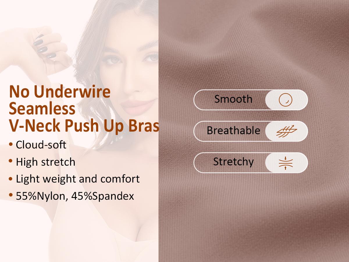 Werena Wireless Seamless Bras for Women V Neck Comfortable Bra Tshirt Bralettes with Support Womenswear Bridal