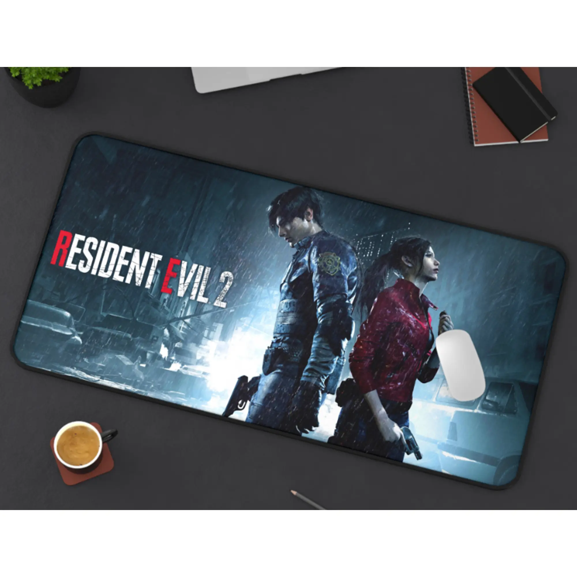Resident Evil 2 Mouse Pad, Claire & Leon Desk Mat, Gamer Play Mat, Gift for Him