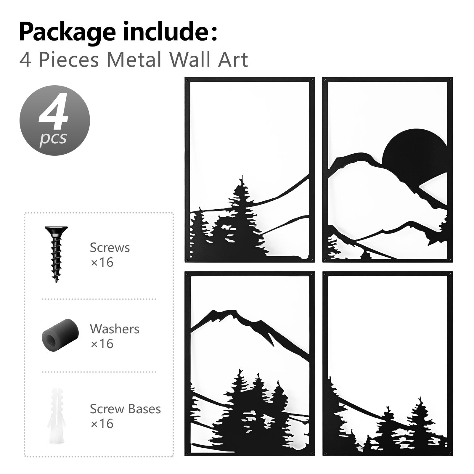 Art3d Metal Wall Art Set Minimalist Line Art Flower Pattern Décor for Living Room Bedroom Dining Room Office Modern 3D Iron Sculptures Home Aesthetic Gift