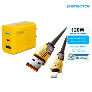 2Pack Multi Charger & 4-in-1 USB C Cable, Type C/USB A Dual Ports Adapter, 5FT Flat Braided Charger Cord for iPhone 17/16/15/14/13/12Pro Max/iPad/Airpods/Samsung Series Phone