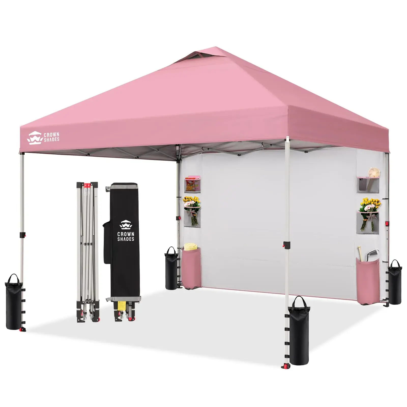 CROWN SHADES Canopy Tent 10x10 Pop Up Canopy Outdoor Shade with Pockets Sidewall, Easy Up Sun Shelter with One Person Set Up Center Lock, Portable Instant Camping Beach Canopy Tents,outdoorfurnitureset,home decor,camping essentials