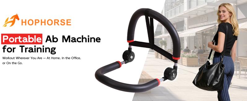 HOPHORSE Ab Machine, Core & Sit Up Exercise Equipment for Home Gym, Ab Workout Equipment for Stomach Workout, Resistance Bands, 4 Resistance Levels, Adjustable, Automatic Rebound, Ab Trainer Machine