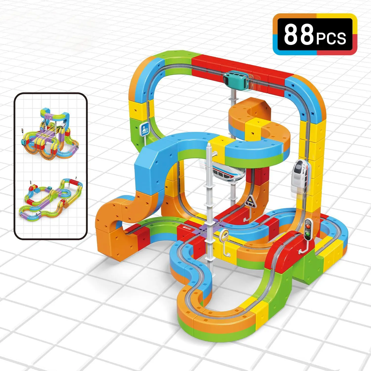 MAGIC RAIL TRACK BLOCKS,Track toys,Track Set,Building Block,Creative DIY Construction Set,Gravity-Defying, Upside-Down Driving,LED,Christmas Gift,Gift for Kids,Develop Children's thinking,Valentine's Day campingessentials