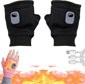 Heated Gloves for Women,Portable Heating Gloves with Digital Display,Rechargeable Heated Gloves,Smart Thermostatic Heated Fingerless,for Outdoor Work, Cycling, Skiing