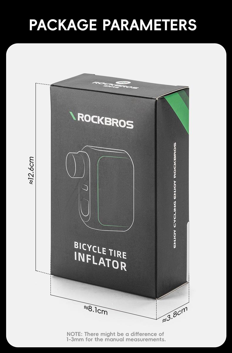 ROCKBROS Mini Bike Pump Portable Bike Tire Pump 100PSI Electric Bike Pump Mini Air Pump Tire Inflator Rechargeable with Presta Schrader Valve