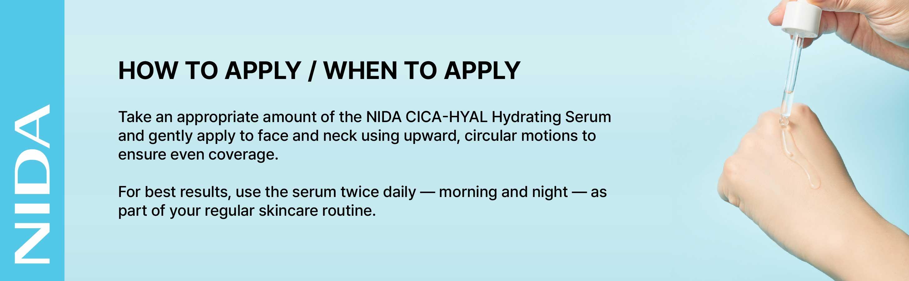 NIDA Centella CICA-HYAL Hydrating Serum Hyaluronic Acid Niacinamide Calming Soothing Moisturizing Sensitive Moisture Hydrate Dewy Skin Repair