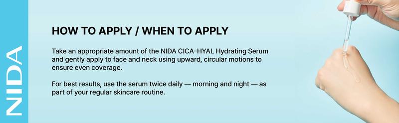 NIDA Centella CICA-HYAL Hydrating Serum Hyaluronic Acid Niacinamide Calming Soothing Moisturizing Sensitive Moisture Hydrate Dewy Skin Repair
