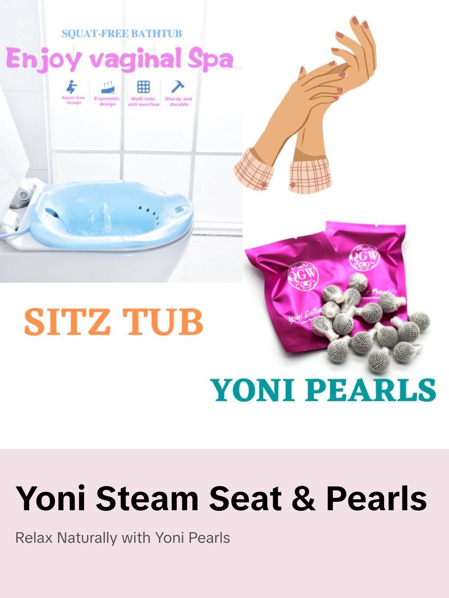 Yoni steam Seat with Hand Flusher-yoni Pearl-Vaginal Relaxation-Yoni Steaming-Seat Over Toilet-Soaking Sitz Bath Basin-Combo Pack