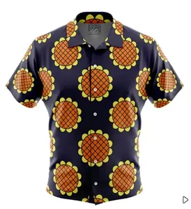 Navy Blue Monkey D. Luffy  Lucy Dressrosa One Piece Hawaiian Shirt | Cool Summer Anime Vibes for Men & Fans