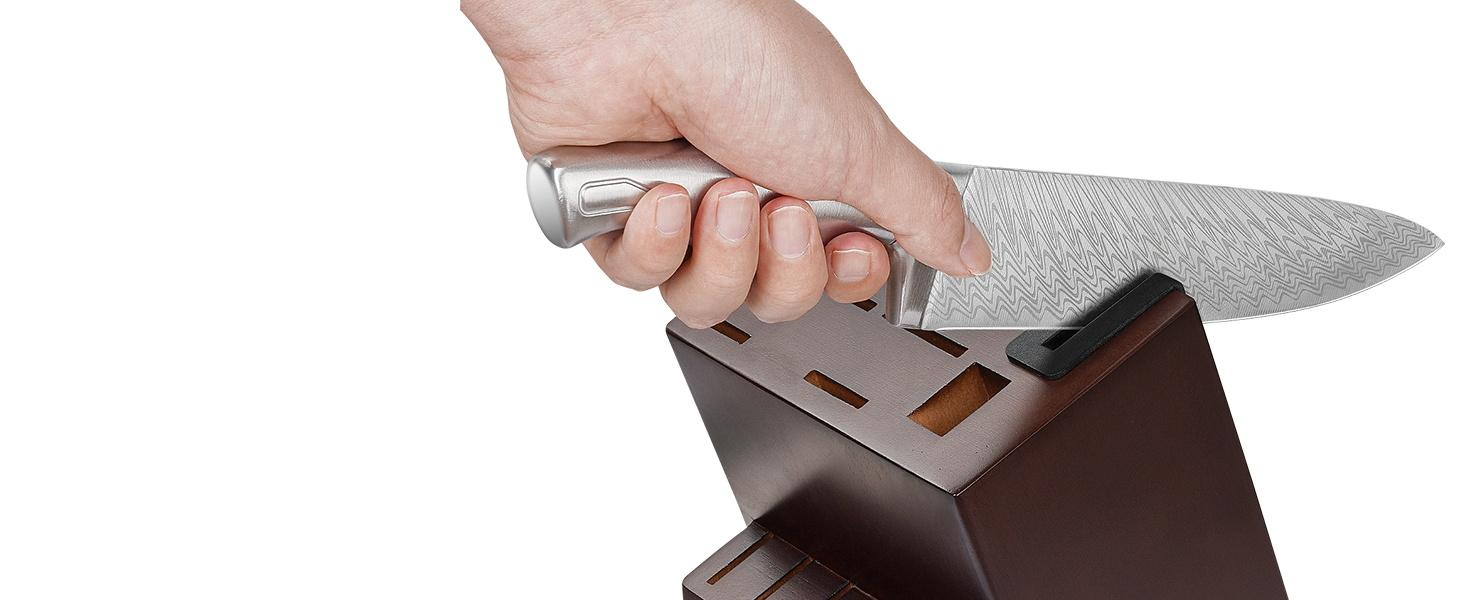 【Silver Iron Throne】Astercook Knife Set, 14-Piece Kitchen Knives Set Utensils Built-in Knife Sharpener, Dishwasher Safe Blade with Kitchen Steak Knives Steel Cutting Home