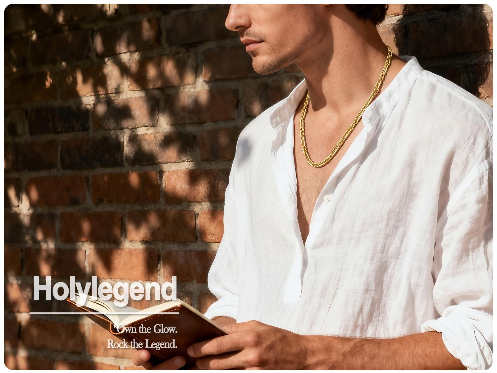 Holylegend 14K Real Gold-Plated Milano Rope Chain Necklace for Men, Affordable Trendy Gold Plated Necklace with Multi-Angle Reflective Shine, Gift for Fashion Lovers